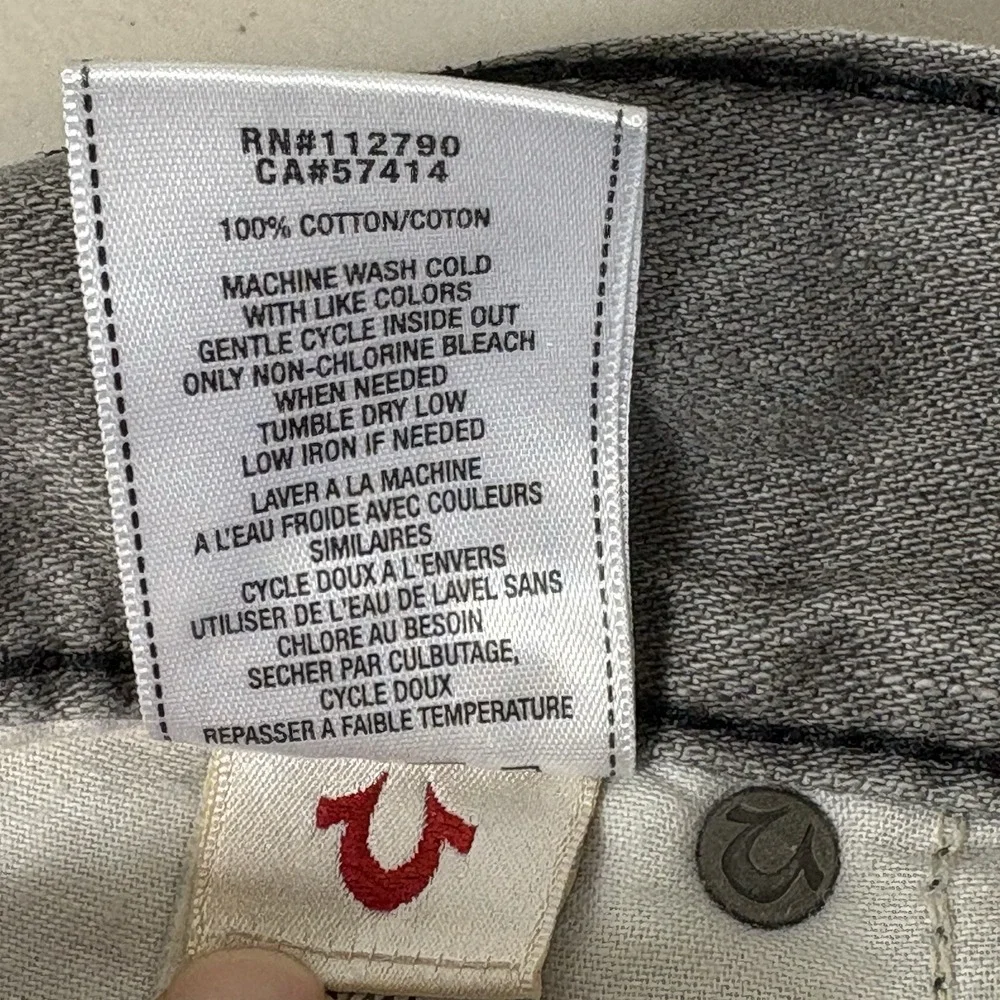 True Religion Ricky Big T Flap Jeans Men's 34x34 Actual 36 Gray Straight Y2K